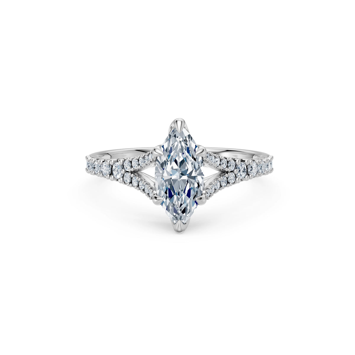 Inel de Logodnă din Aur cu Diamant Central Marquise și Diamante Laterale 1,29 CT