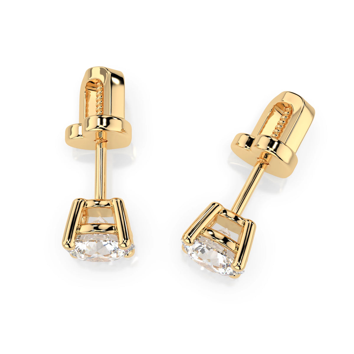 Cercei din Aur cu Diamante, Forma Rotund Briliant, 1,00 CT