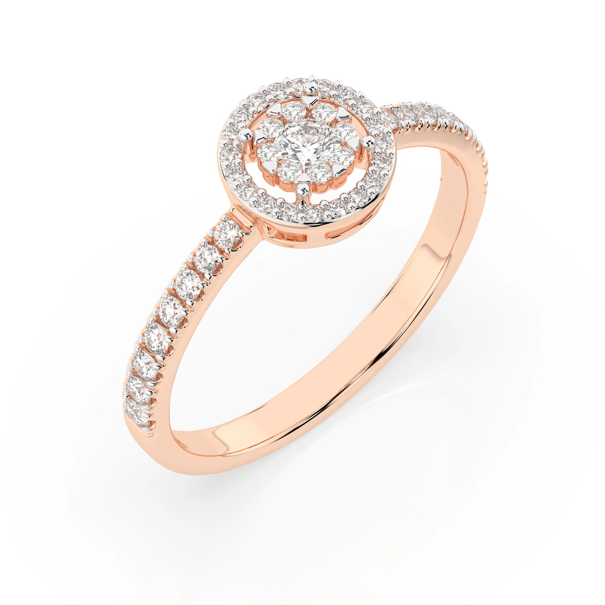 Inel din Aur cu Diamante, Forma Rotund Briliant, 0,37 CT