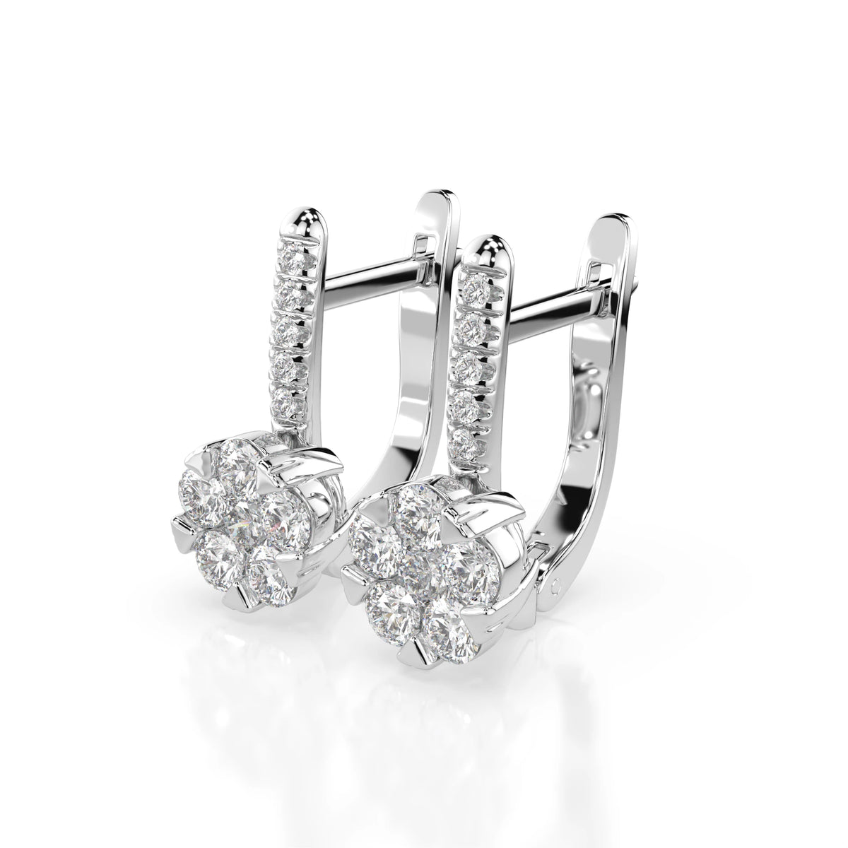 Cercei din Aur cu Diamante, Forma Rotund Briliant, 0,81 CT