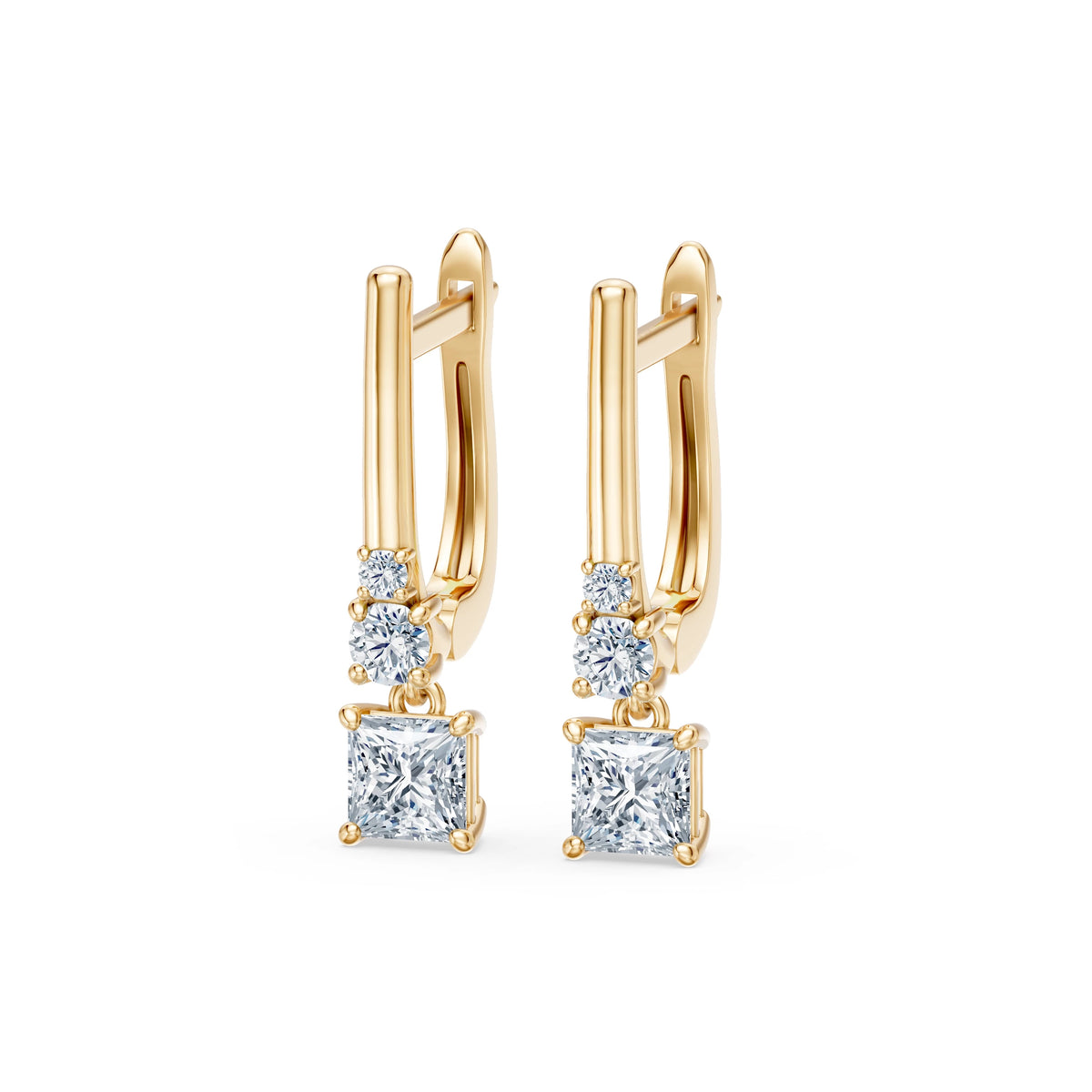 Cercei din Aur cu Diamante, Forma Princess, 1,01 CT