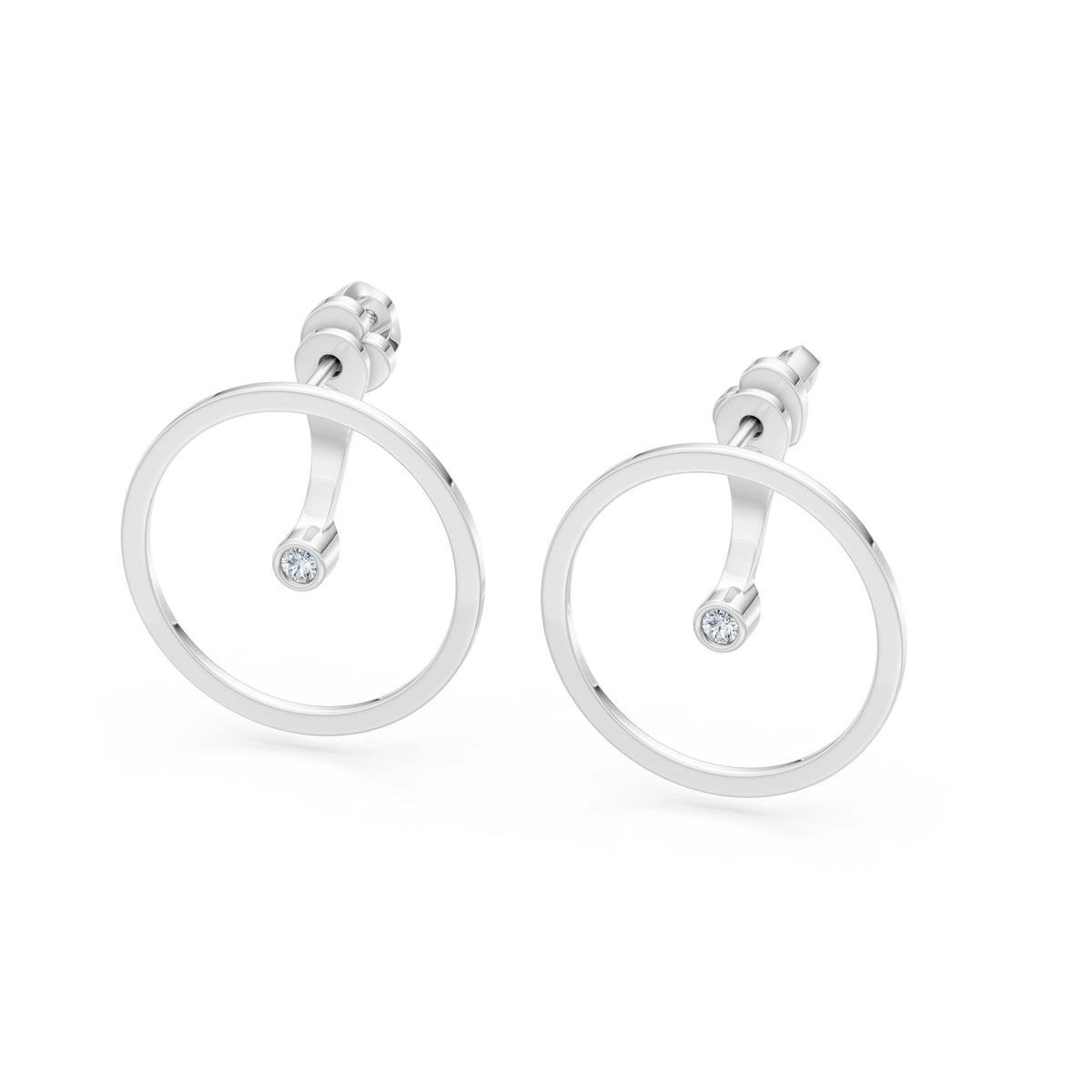 Cercei din Aur cu Diamante, Forma Rotund Briliant, 0,06 CT