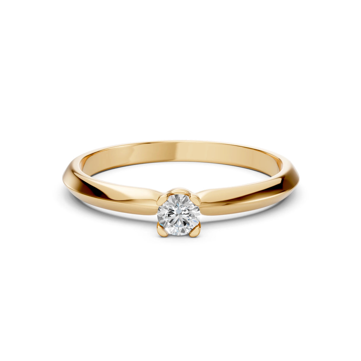 Inel de Logodnă Solitaire din Aur, Diamant Rotund Briliant 0,10 CT