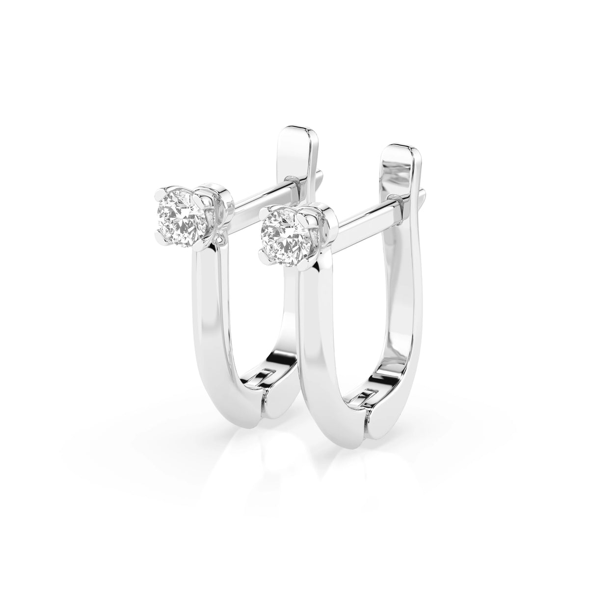 Cercei din Aur cu Diamante, Forma Rotund Briliant, 0,12 CT