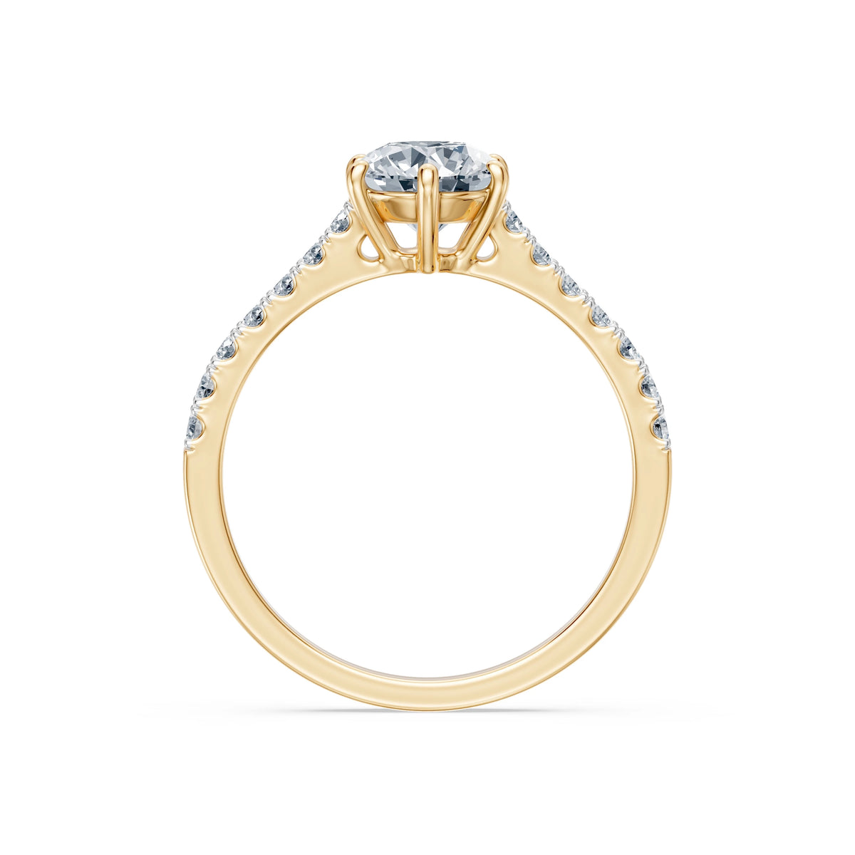 Inel de Logodnă din Aur cu Diamant Central Rotund Briliant și Diamante Laterale 1,25 CT
