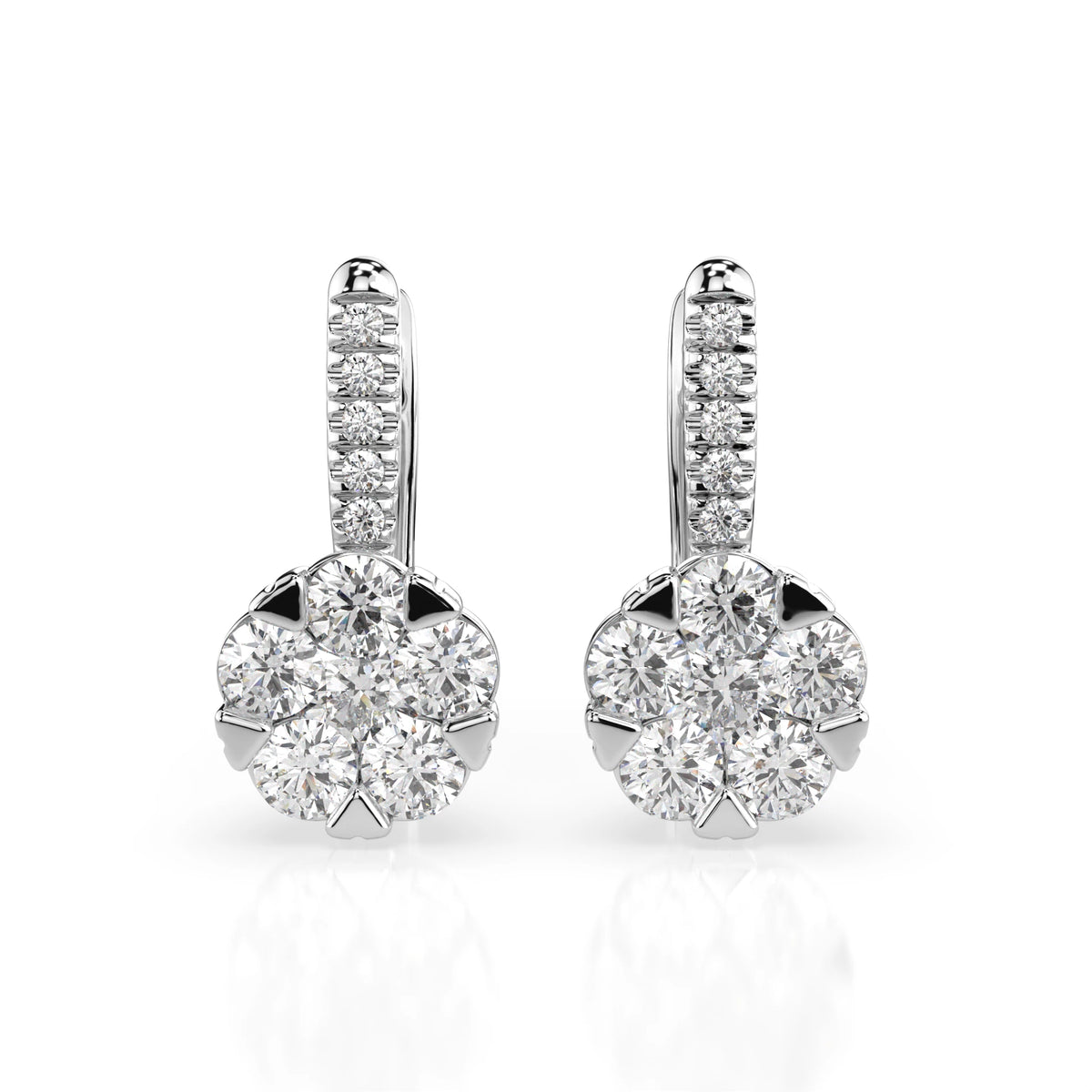 Cercei din Aur cu Diamante, Forma Rotund Briliant, 1,25 CT