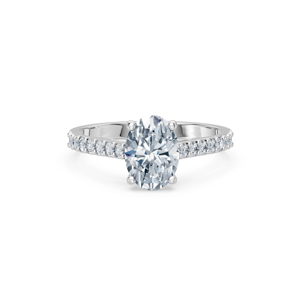 Inel de Logodnă din Aur cu Diamant Central Oval și Diamante Laterale 1,78 CT