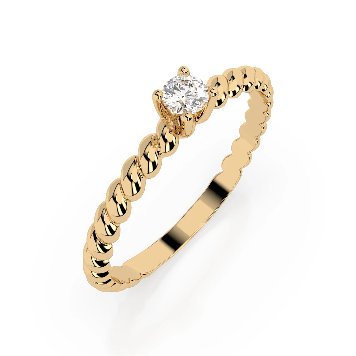 Inel de Logodnă Solitaire din Aur, Diamant Rotund Briliant 0,06 CT