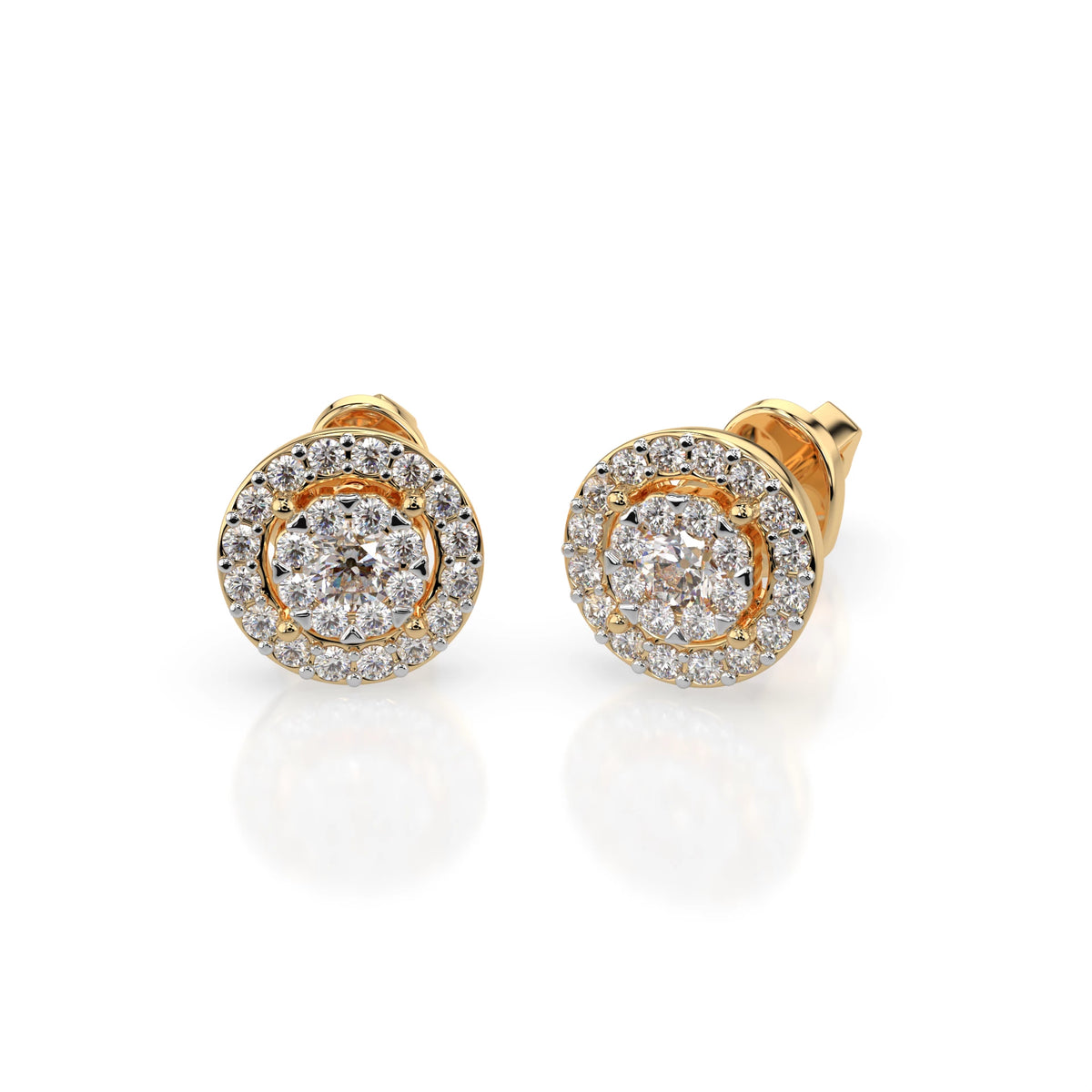 Cercei din Aur cu Diamante, Forma Rotund Briliant, 0,36 CT