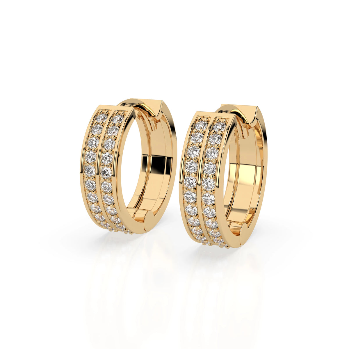 Cercei din Aur cu Diamante, Forma Rotund Briliant, 0,35 CT