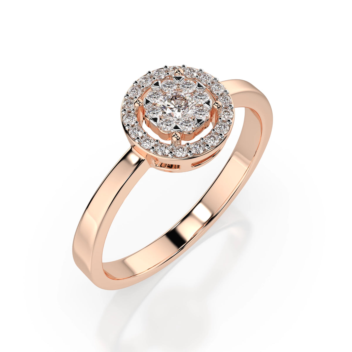 Inel din Aur cu Diamante, Forma Rotund Briliant, 0,18 CT