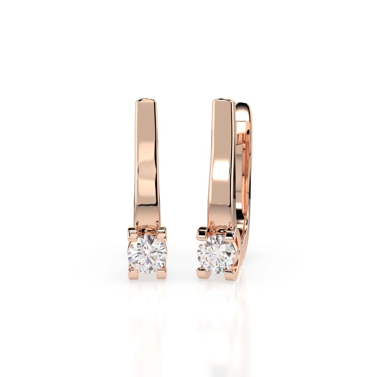 Cercei din Aur cu Diamante, Forma Rotund Briliant, 0,30 CT
