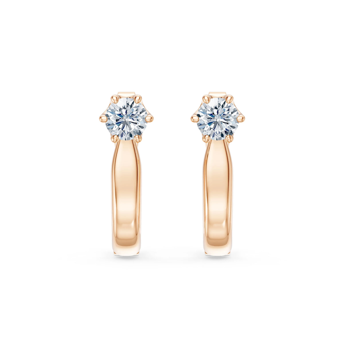 Cercei din Aur cu Diamante, Forma Rotund Briliant, 0,50 CT