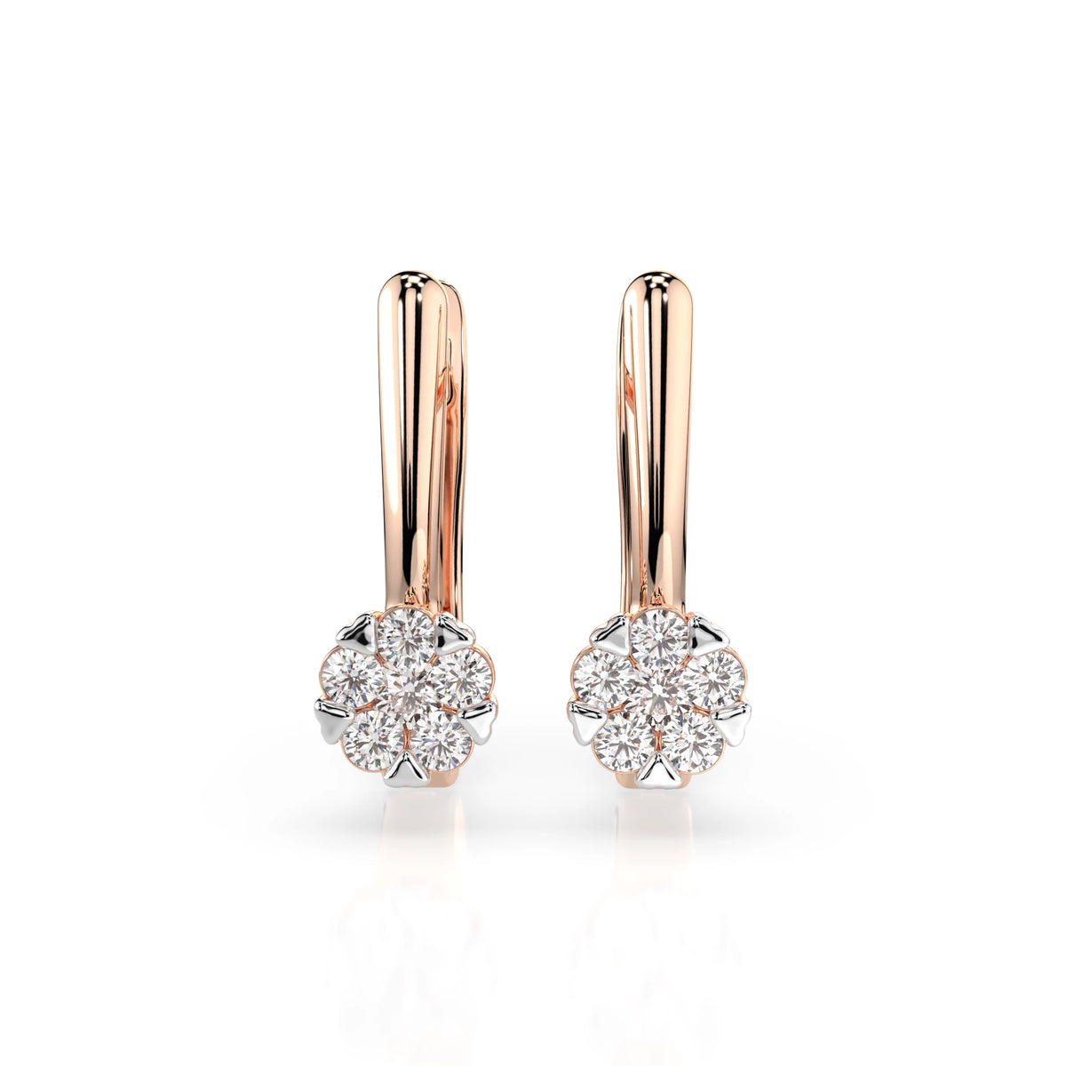 Cercei din Aur cu Diamante, Forma Rotund Briliant, 0,26 CT