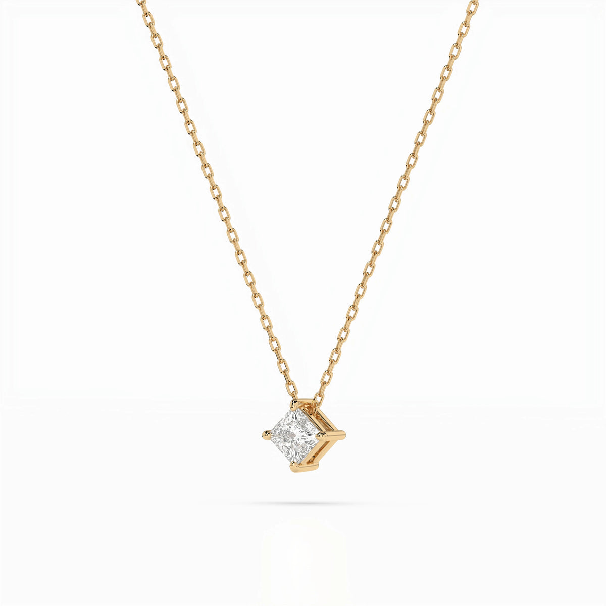 Colier din Aur cu Diamant, Forma Princess, 0,10 CT