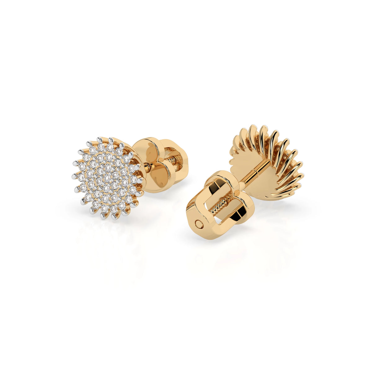 Cercei din Aur cu Diamante, Forma Rotund Briliant, 0,30 CT