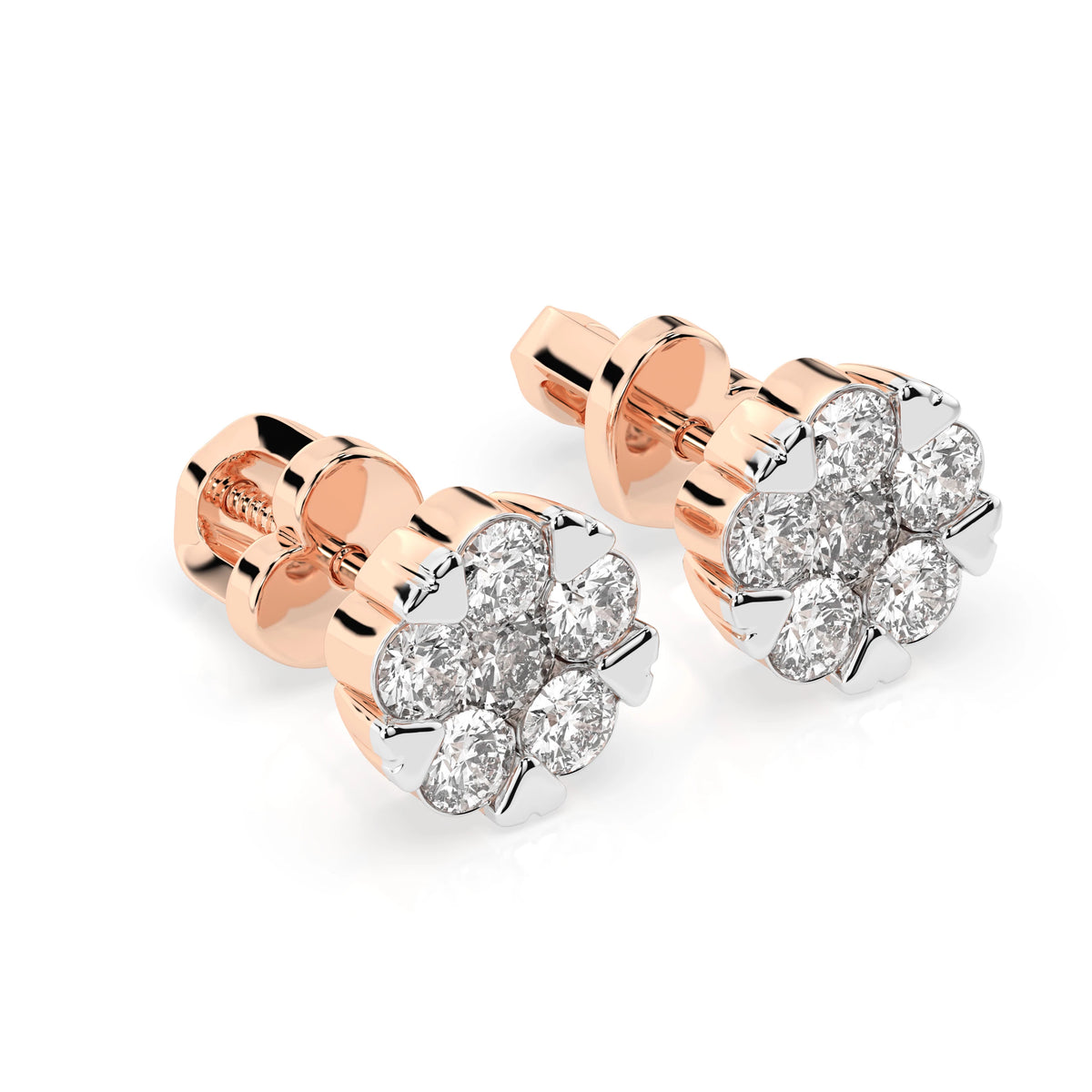 Cercei din Aur cu Diamante, Forma Rotund Briliant, 1,17 CT
