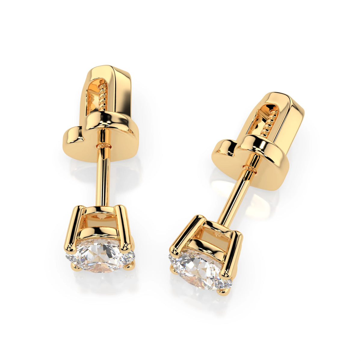 Cercei din Aur cu Diamante, Forma Rotund Briliant, 0,50 CT