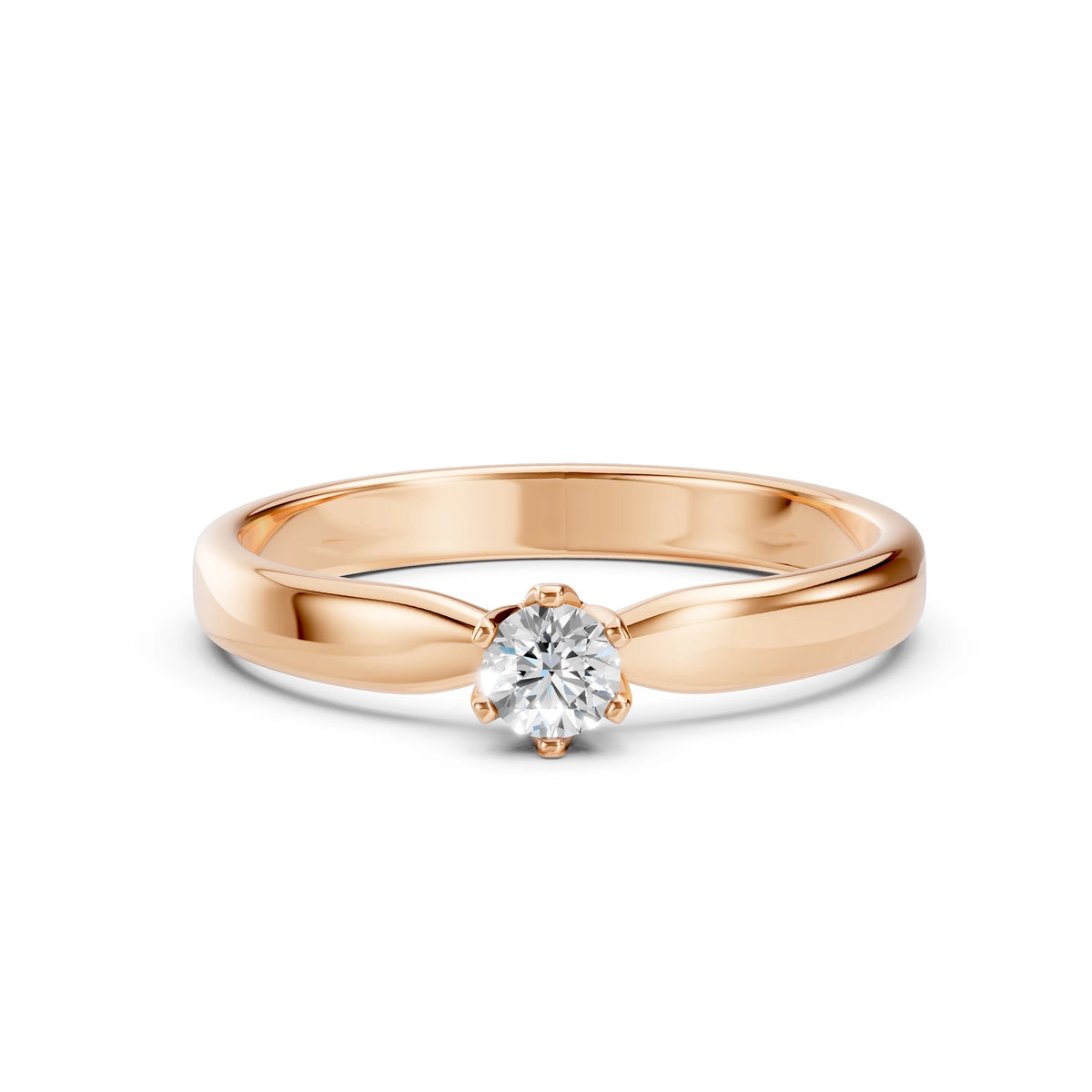 Inel de Logodnă Solitaire din Aur, Diamant Rotund Briliant 0,15 CT