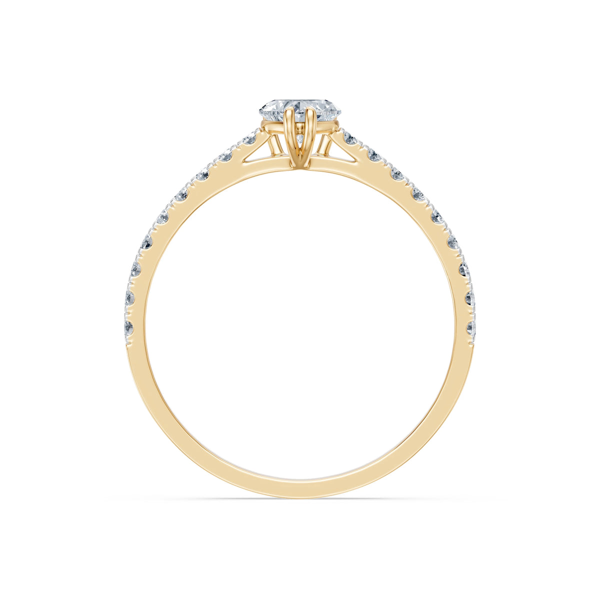 Inel de Logodnă din Aur cu Diamant Central Inimă și Diamante Laterale 0,53 CT