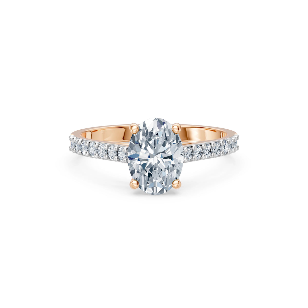 Inel de Logodnă din Aur cu Diamant Central Oval și Diamante Laterale 1,78 CT