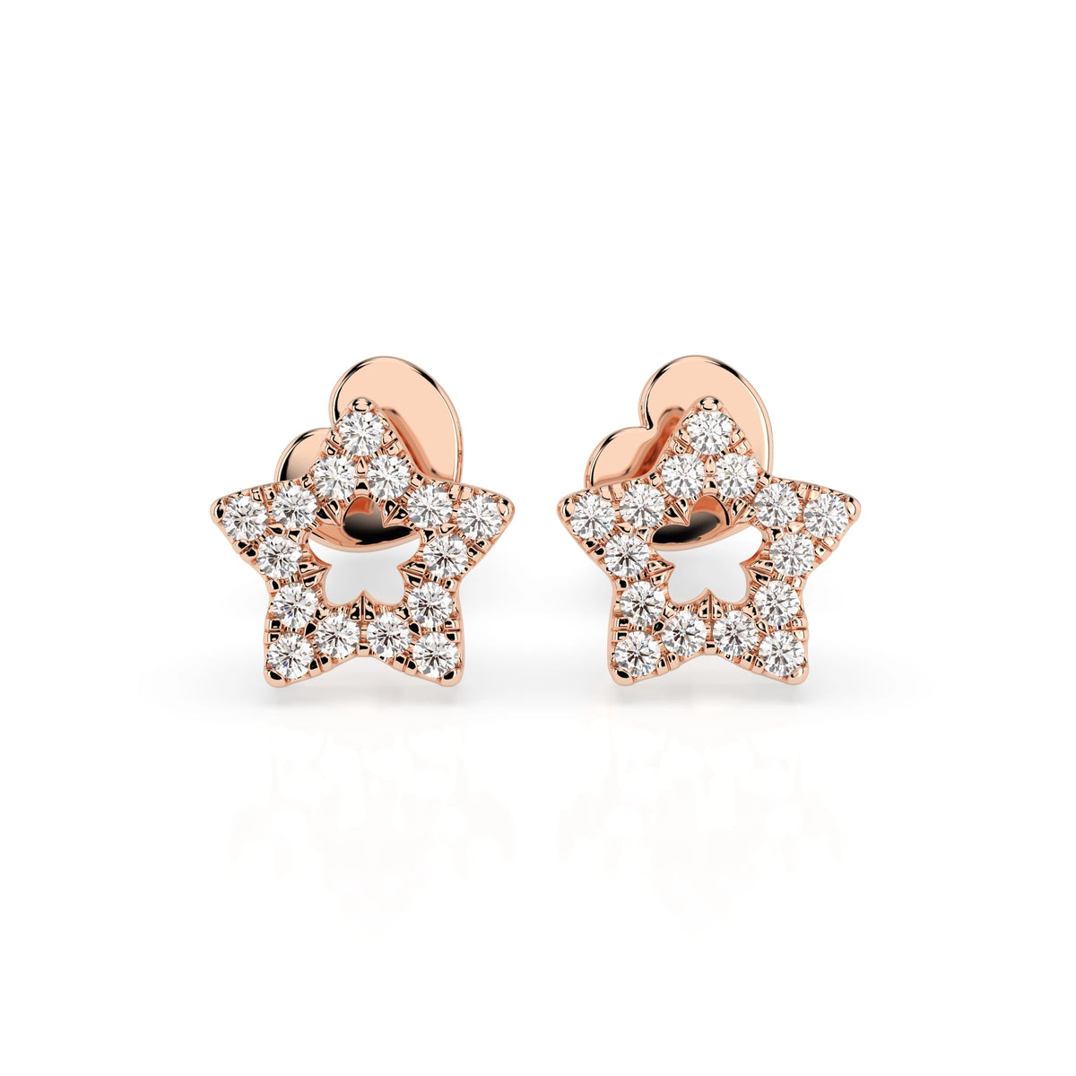 Cercei din Aur cu Diamante, Forma Rotund Briliant, 0,18 CT