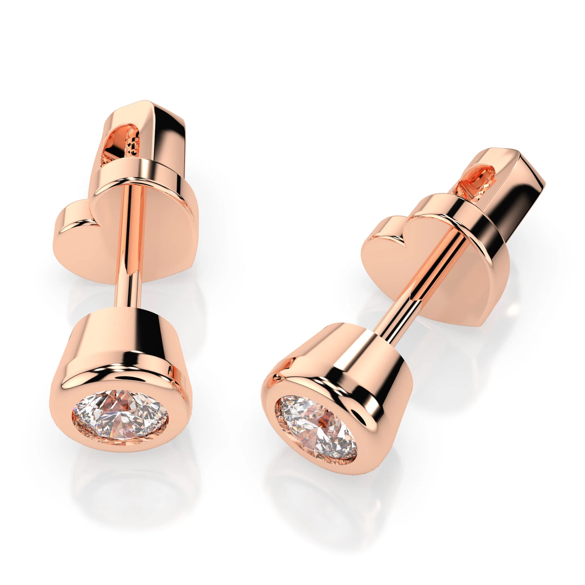 Cercei din Aur cu Diamante, Forma Rotund Briliant, 0,30 CT