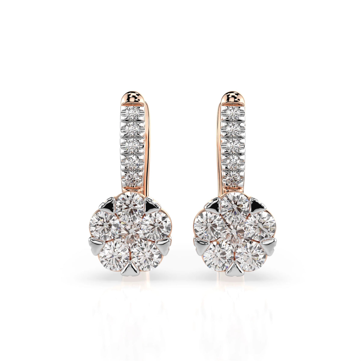 Cercei din Aur cu Diamante, Forma Rotund Briliant, 0,81 CT