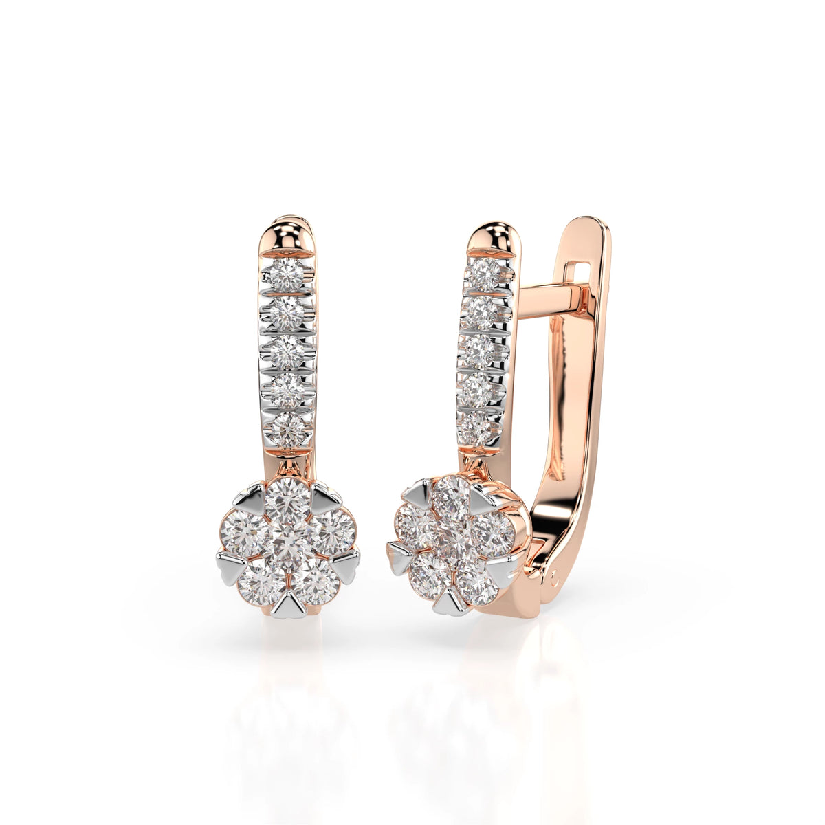 Cercei din Aur cu Diamante, Forma Rotund Briliant, 0,32 CT