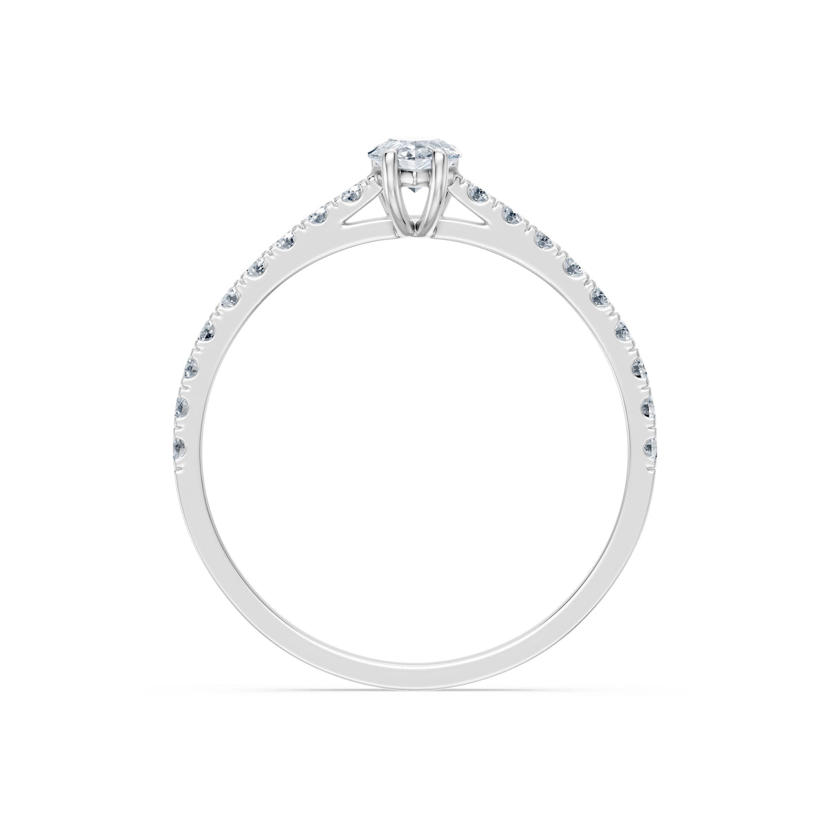 Inel de Logodnă din Aur cu Diamant Central Pear și Diamante Laterale 0,53 CT