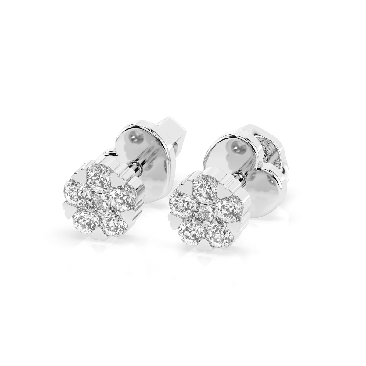 Cercei din Aur cu Diamante, Forma Rotund Briliant, 0,24 CT