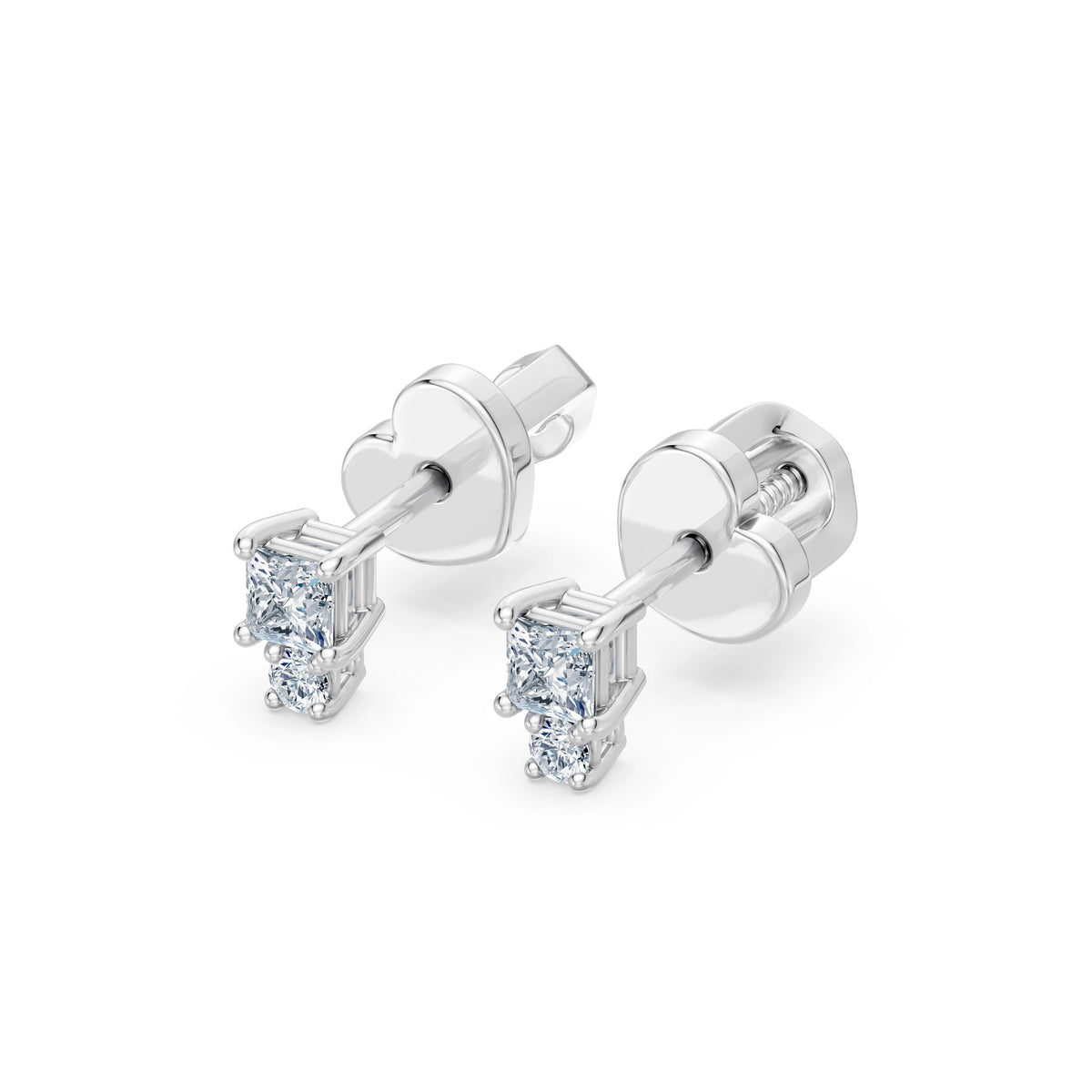 Cercei din Aur cu Diamante, Forma Princess, 0,24 CT