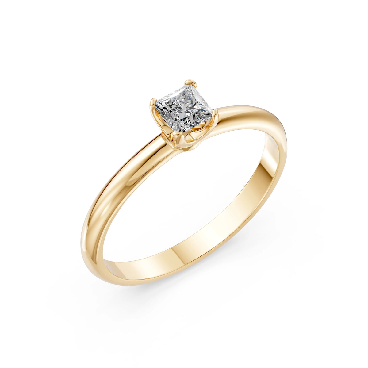 Inel de Logodnă Solitaire din Aur, Diamant Princess 0,40 CT