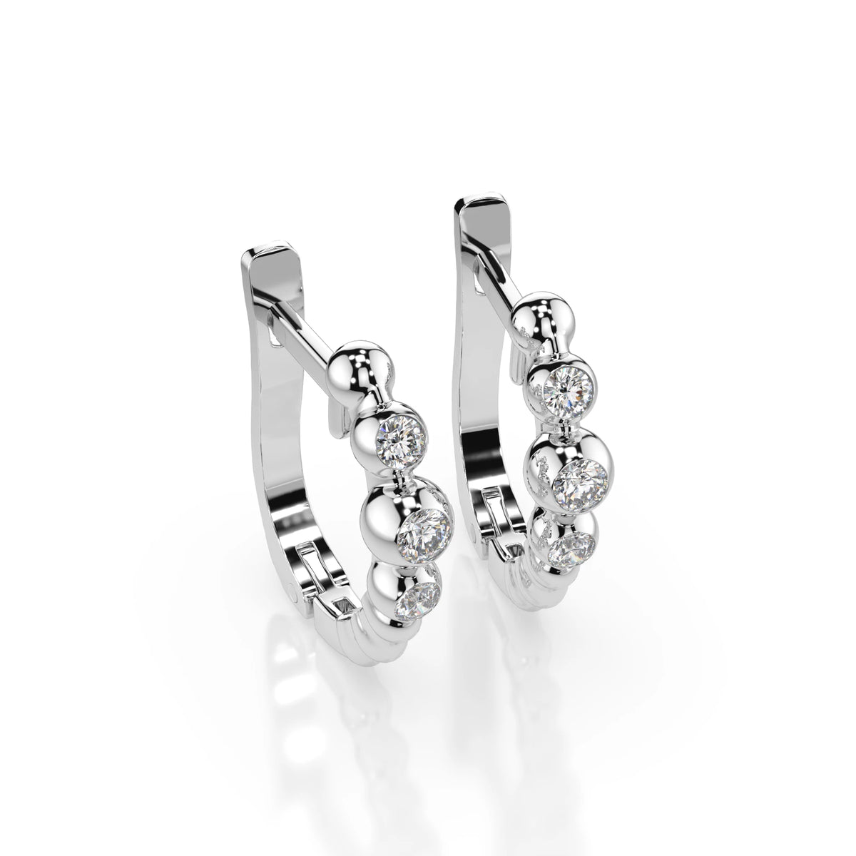 Cercei din Aur cu Diamante, Forma Rotund Briliant, 0,16 CT