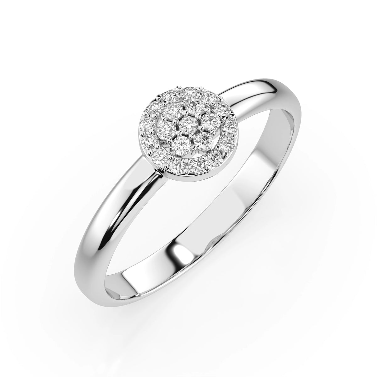 Inel din Aur cu Diamante, Forma Rotund Briliant, 0,15 CT