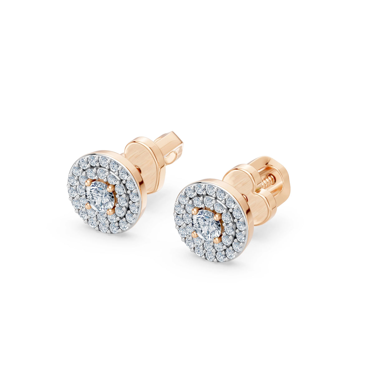 Cercei din Aur cu Diamante, Forma Rotund Briliant, 0,47 CT