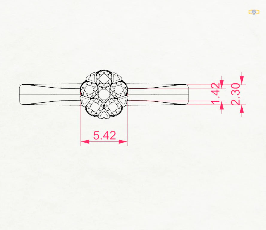 Inel din Aur cu Diamante, Forma Rotund Briliant, 0,12 CT