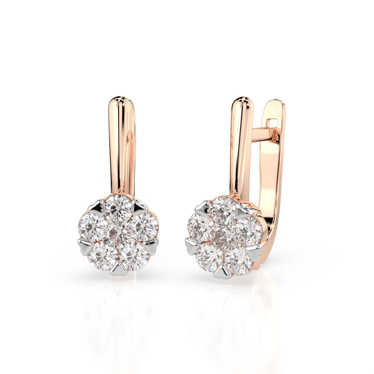 Cercei din Aur cu Diamante, Forma Rotund Briliant, 0,73 CT