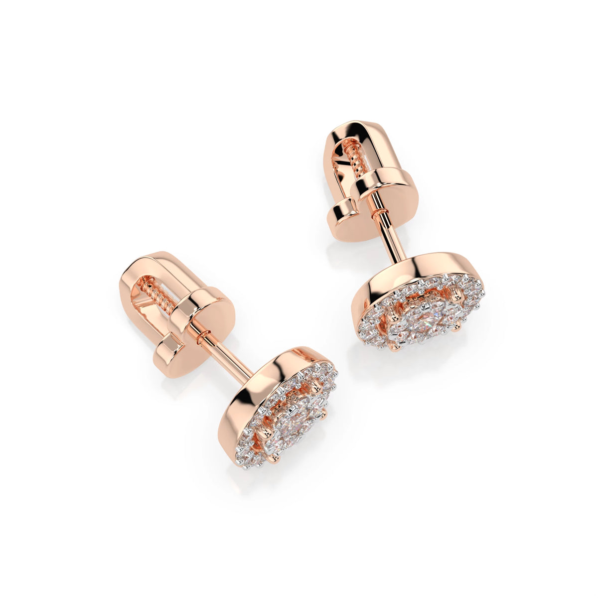 Cercei din Aur cu Diamante, Forma Rotund Briliant, 0,36 CT