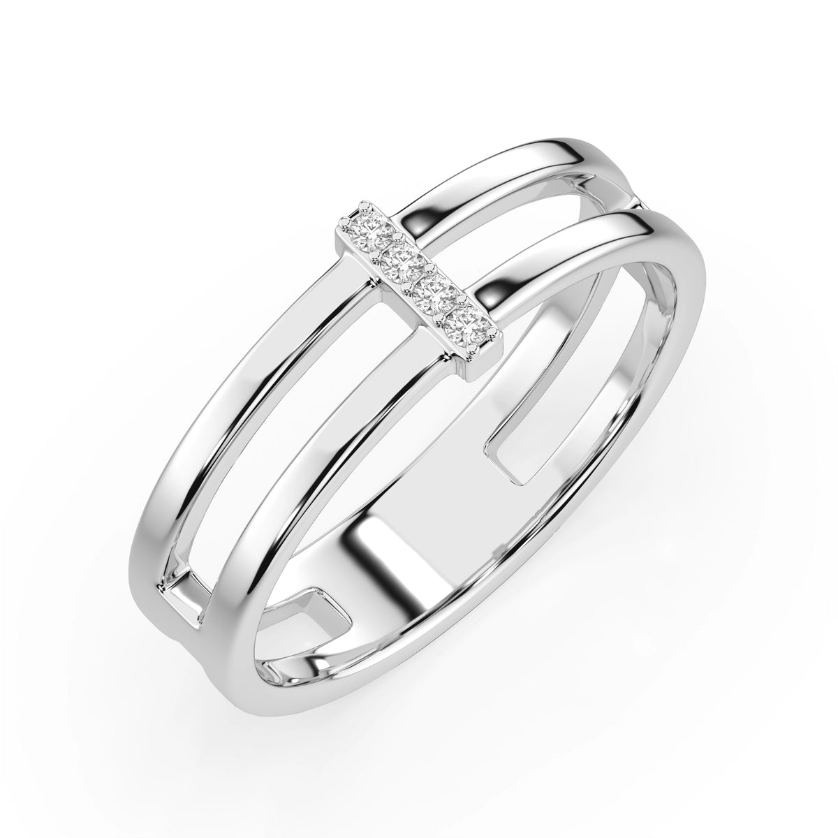 Inel din Aur cu Diamante, Forma Rotund Briliant, 0,04 CT