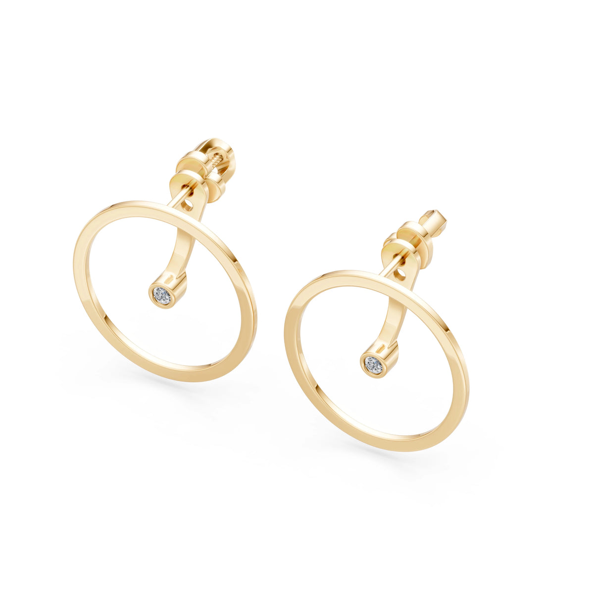 Cercei din Aur cu Diamante, Forma Rotund Briliant, 0,06 CT