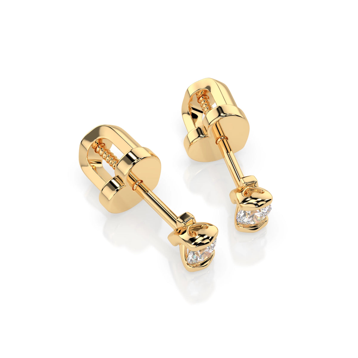 Cercei din Aur cu Diamante, Forma Rotund Briliant, 0,12 CT