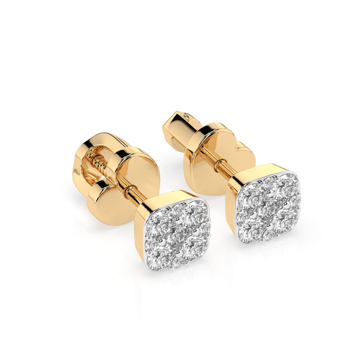 Cercei din Aur cu Diamante, Forma Rotund Briliant, 0,38 CT