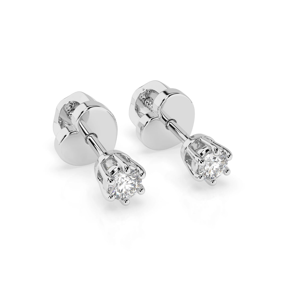 Cercei din Aur cu Diamante, Forma Rotund Briliant, 0,12 CT