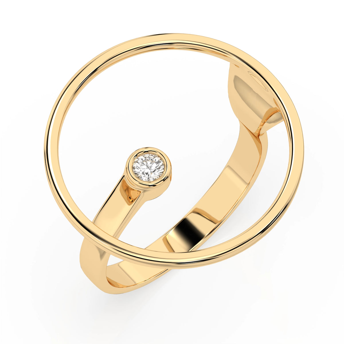 Inel din Aur cu Diamant, Forma Rotund Briliant, 0,03 CT