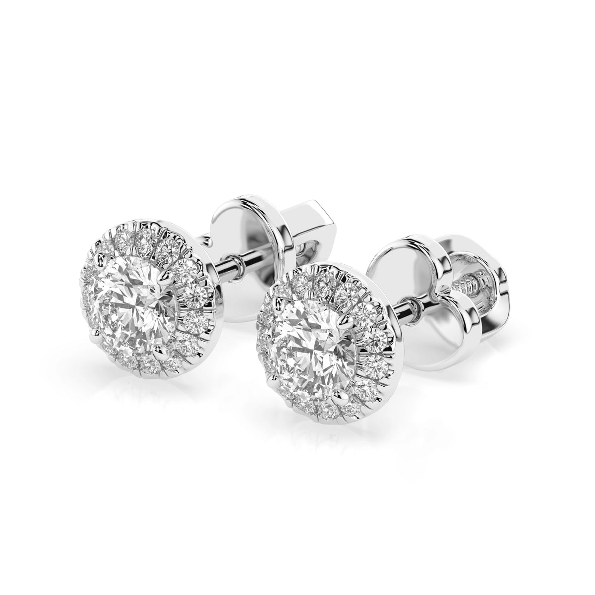 Cercei din Aur cu Diamante, Forma Rotund Briliant, 0,54 CT