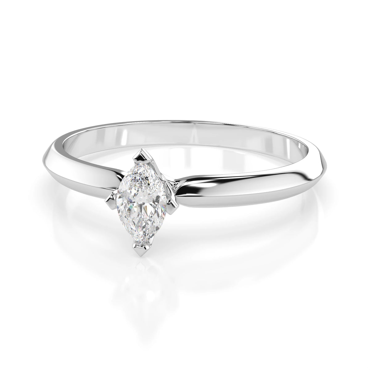 Inel de Logodnă Solitaire din Aur, Diamant Marquise 0,10 CT