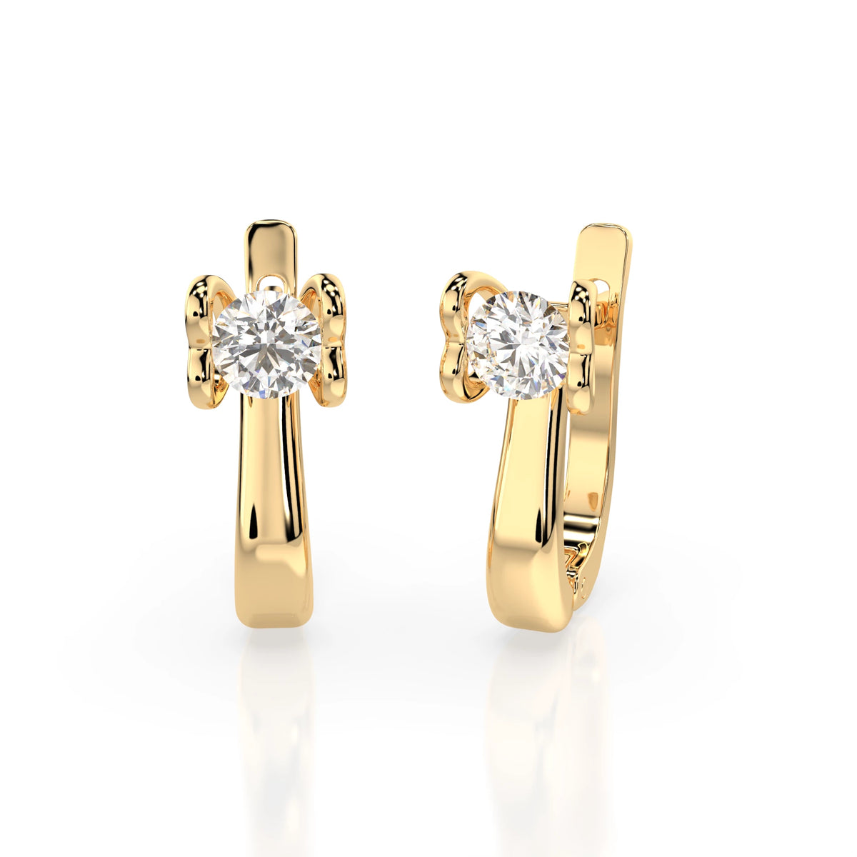 Cercei din Aur cu Diamante, Forma Rotund Briliant, 0,50 CT