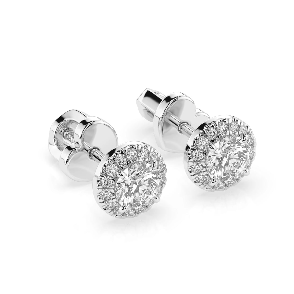 Cercei din Aur cu Diamante, Forma Rotund Briliant, 0,68 CT