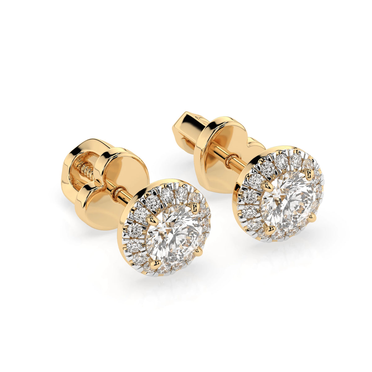 Cercei din Aur cu Diamante, Forma Rotund Briliant, 0,54 CT
